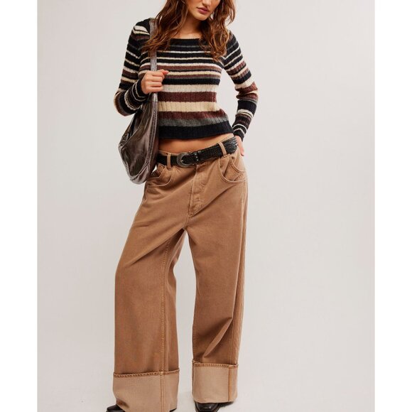 🆕 FREE PEOPLE Lumen Stripe Pullover / Black Combo - Picture 5 of 6